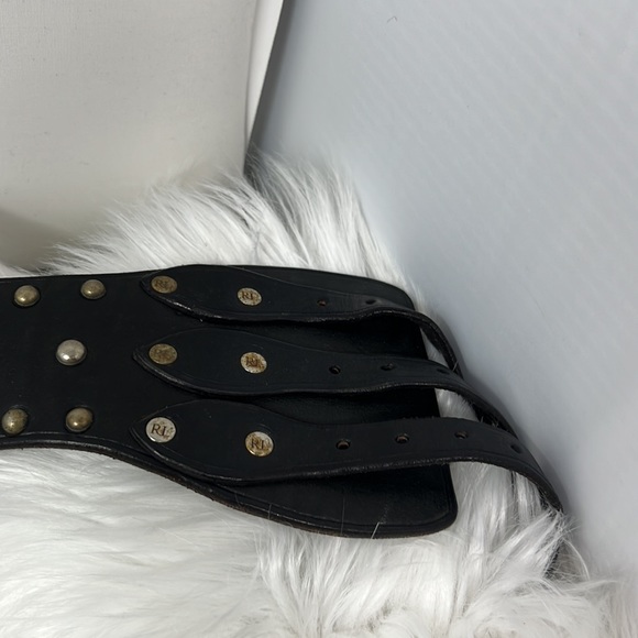 Vintage Ralph Lauren Kidney Leather Studded Corset Belt Women’s Small Black - Picture 3 of 15